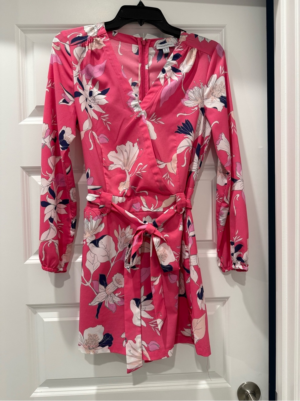 Carolina Belle Coral Floral Wrap Romper